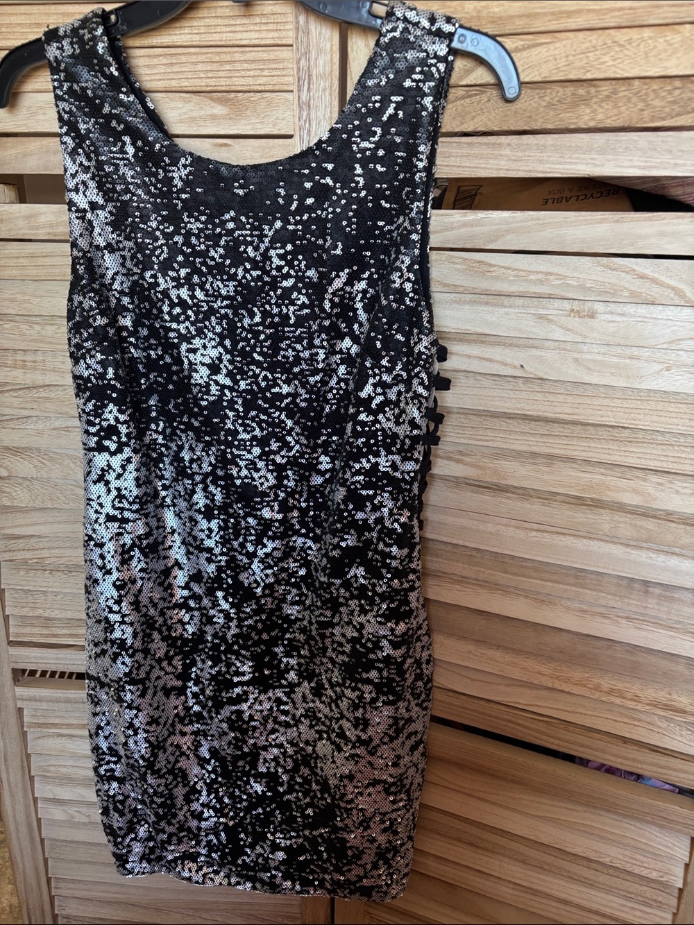 Ark & Co  Black and Silver Sheath Dress with lattice sides Medium